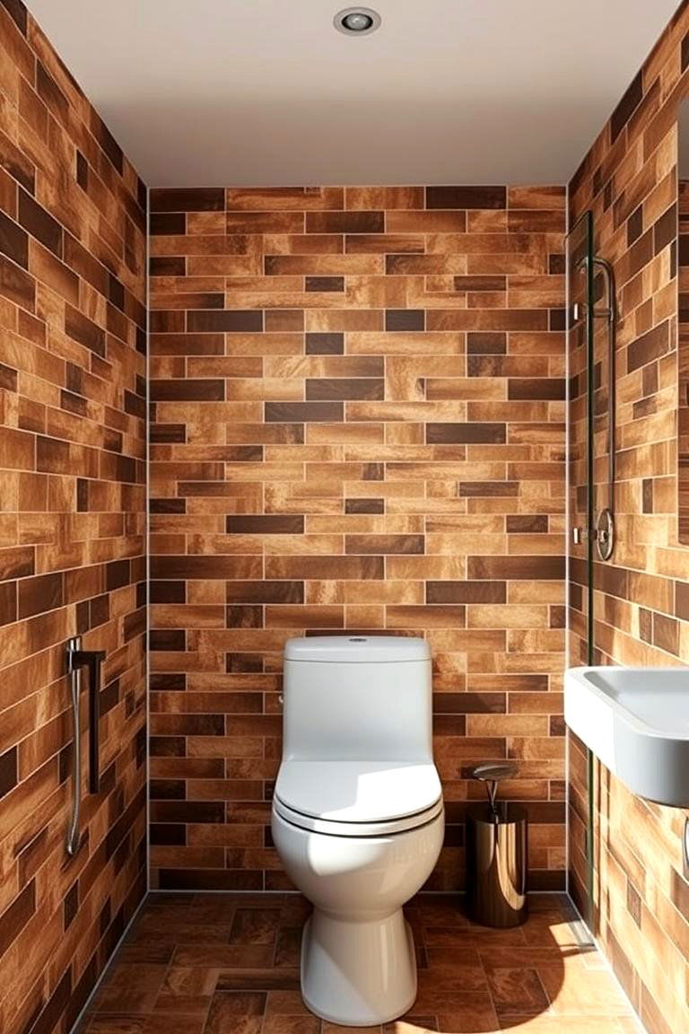 Earthy Brown Tile Accents - 24 Brown Bathroom Ideas