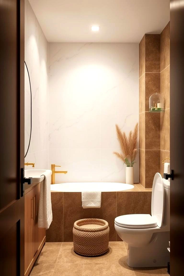 Earthy Brown Tones Paired with Crisp White Accents - 24 Brown and White Bathroom Ideas
