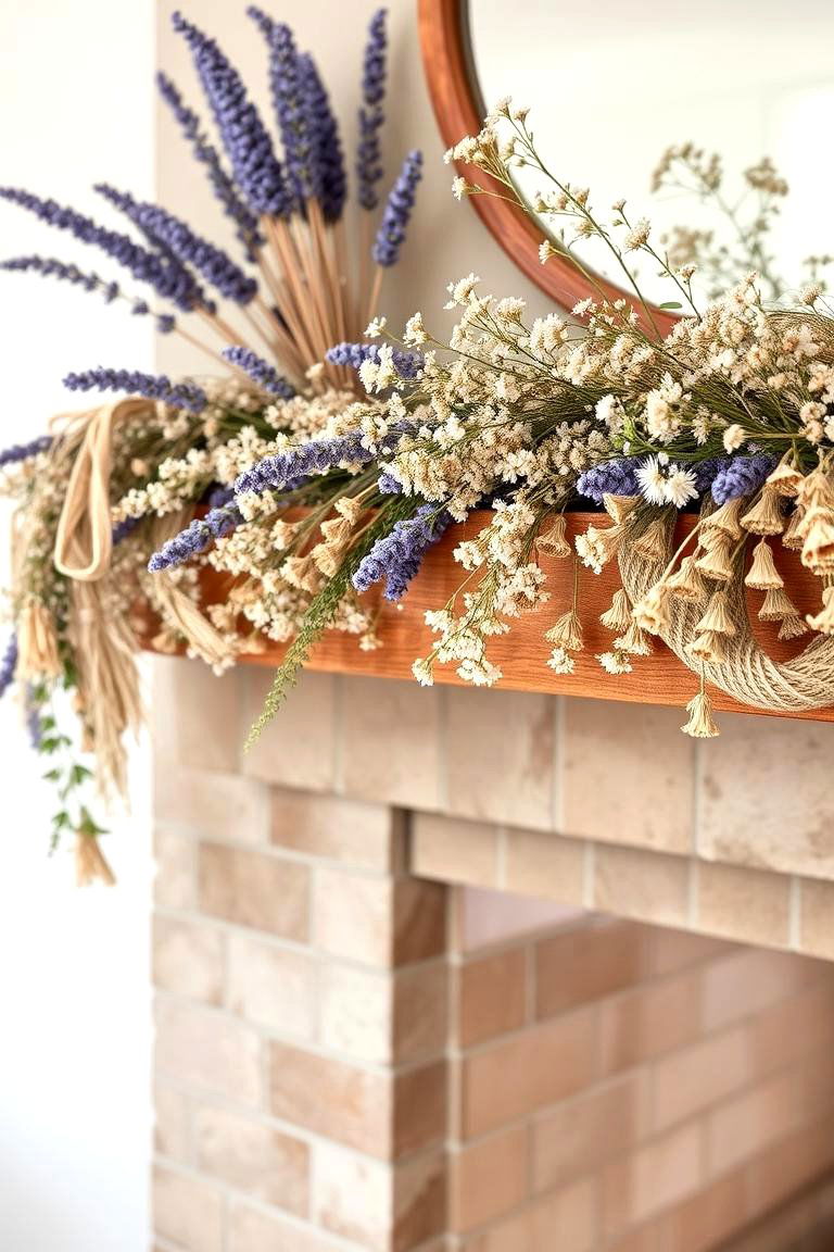 Earthy Dried Flower Garland - 24 Mantel Garland Ideas