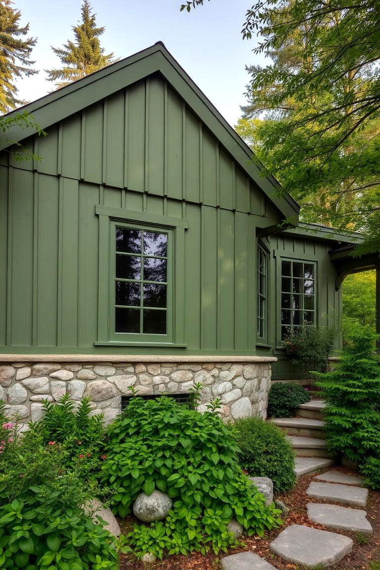 Earthy Green Board and Batten Siding - 24 Board and Batten Siding Colors