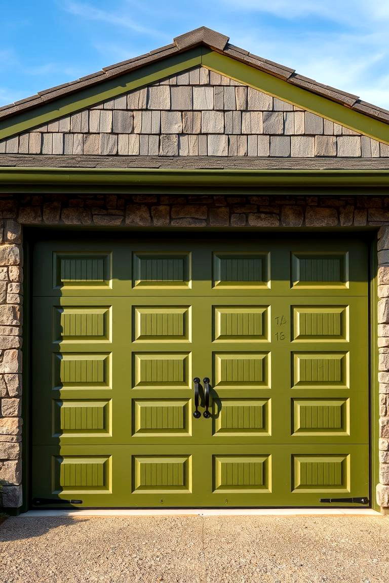 Earthy Green Camouflage - 24 Garage Door Paint Ideas