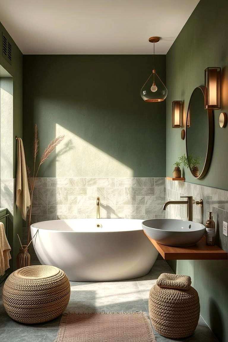 Earthy Green Color Palette - 24 Greenhouse Bathroom Ideas