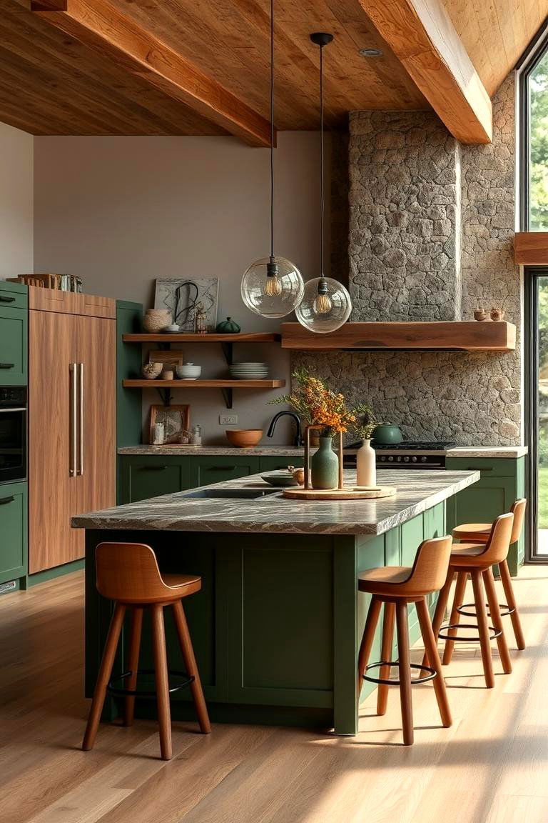 Earthy Green Oasis - 24 Kitchen Island Color Ideas