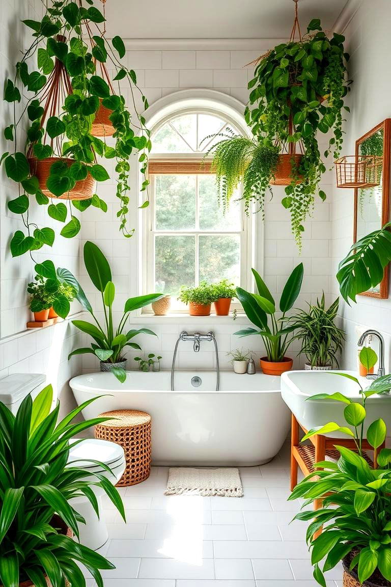 Earthy Greenery Touches - 24 Earthy Bathroom Ideas
