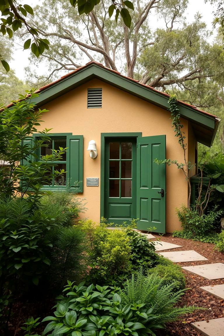 Earthy Greens and Warm Neutrals - 24 Exterior Garage Lighting Ideas