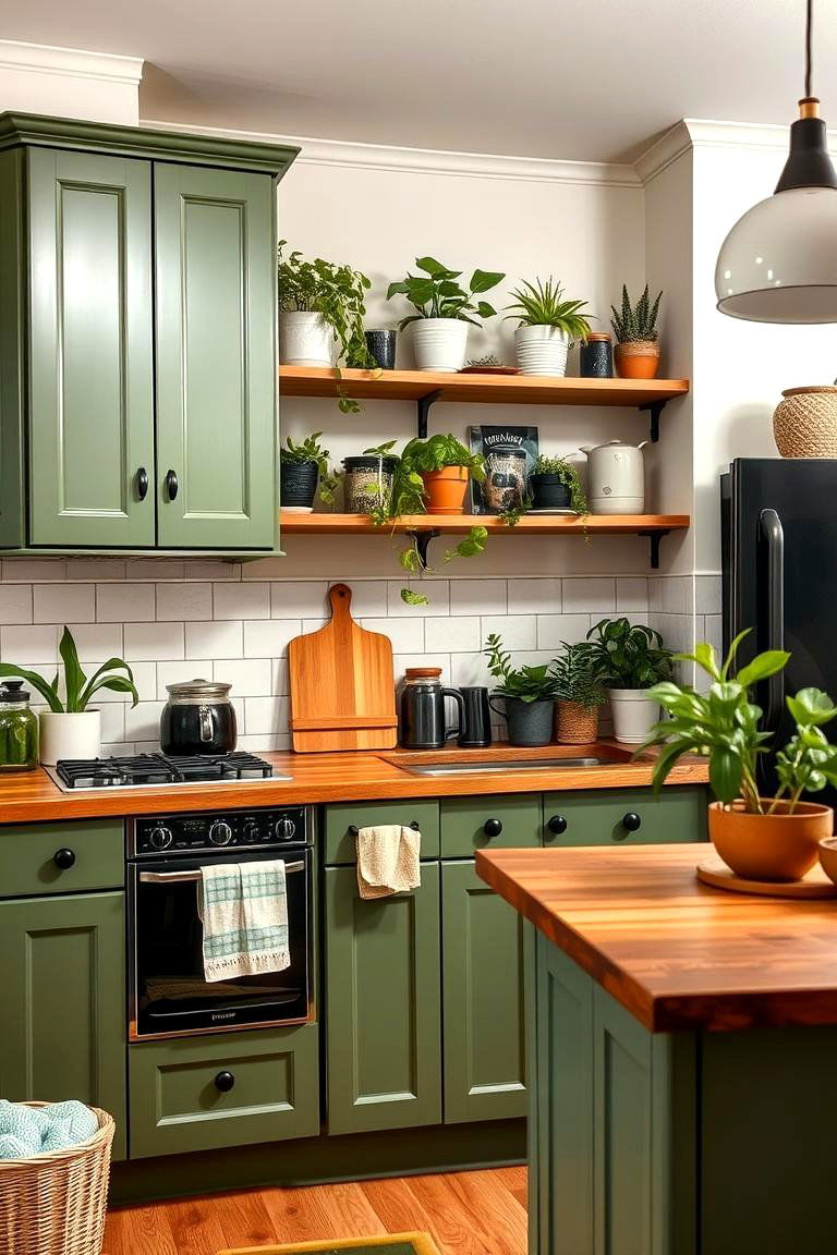 Earthy Greens for Nature Lovers - 24 Painting Kitchen Cabinet Ideas