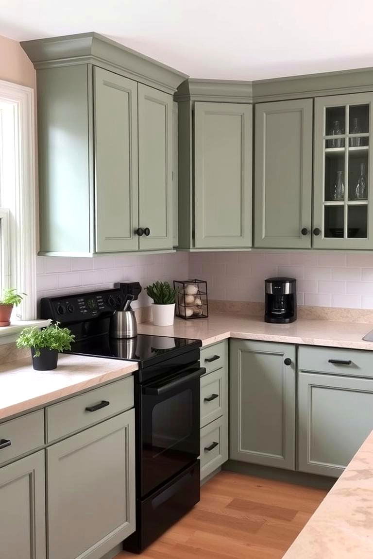 Earthy Harmony with Sage Green Cabinets - 24 What Color Cabinets Go With Black Appliances