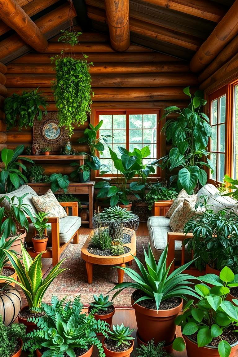 Earthy Indoor Plants - 24 Cabin Living Room Ideas
