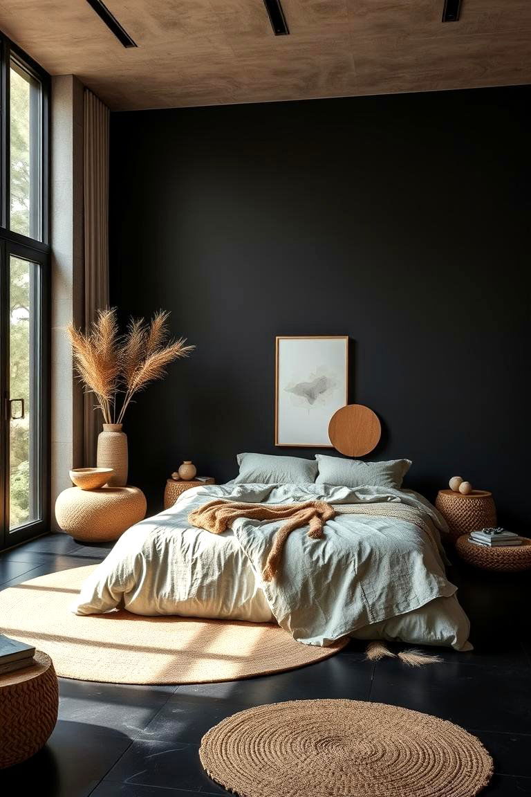 Earthy Modern Black Floor Bedroom - 24 Black Floor Bedroom Ideas