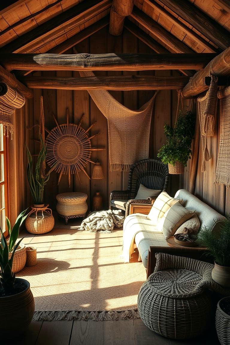 Earthy Natural Materials - 24 Boho Living Room Ideas