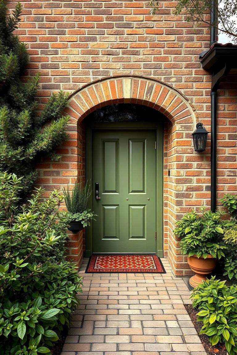 Earthy Olive Green Blends - 24 Exterior Brick Paint Color Ideas