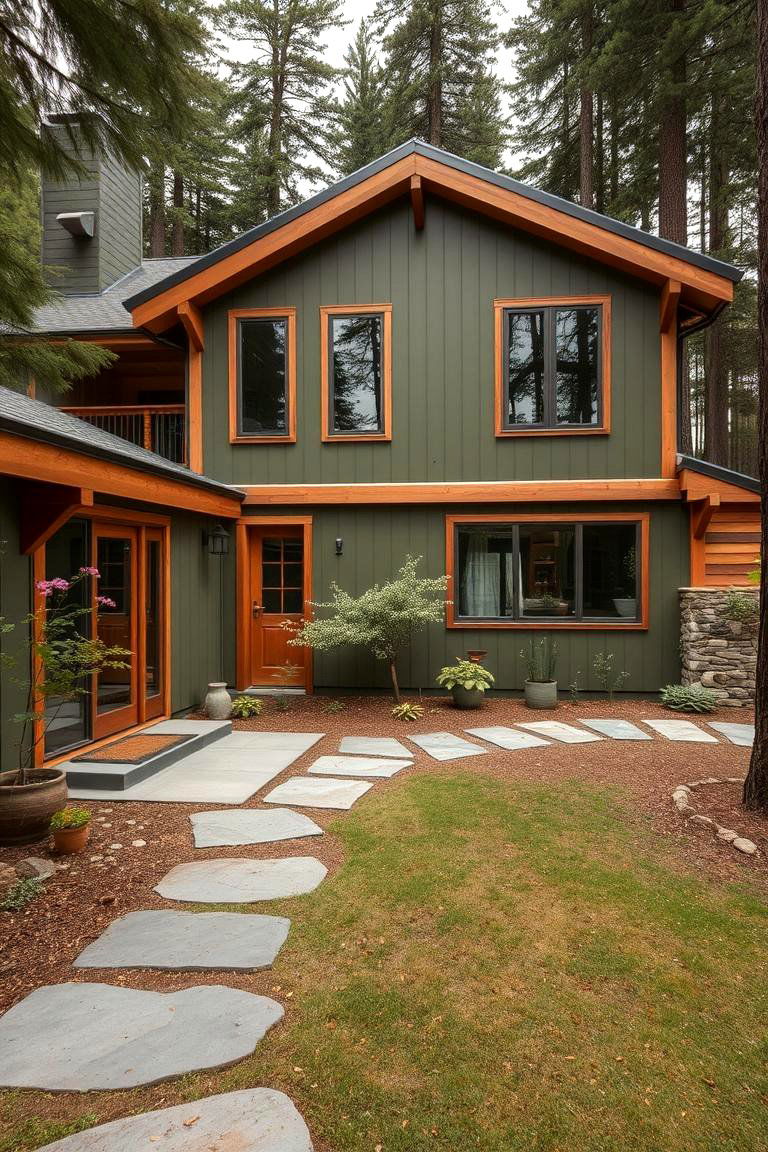 Earthy Olive Green - 24 Exterior Door Trim Ideas