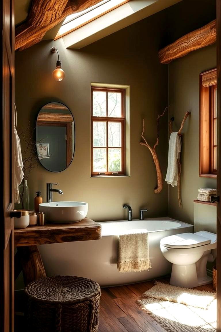 Earthy Olive Oasis - 24 Olive Green Bathroom Ideas