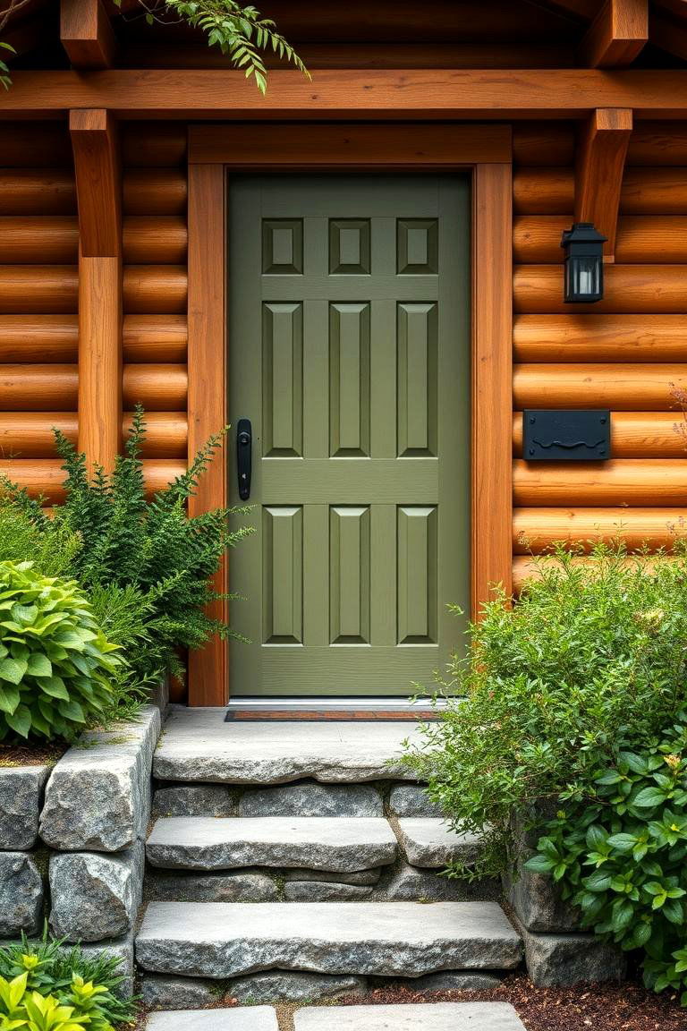 Earthy Olive Retreat - 24 Olive Green Front Door Ideas