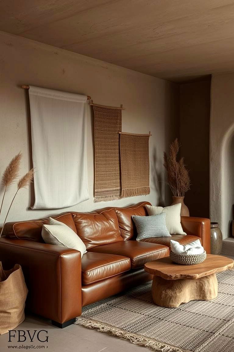 Earthy Organic Touch - 24 Brown Leather Couch Living Room Ideas