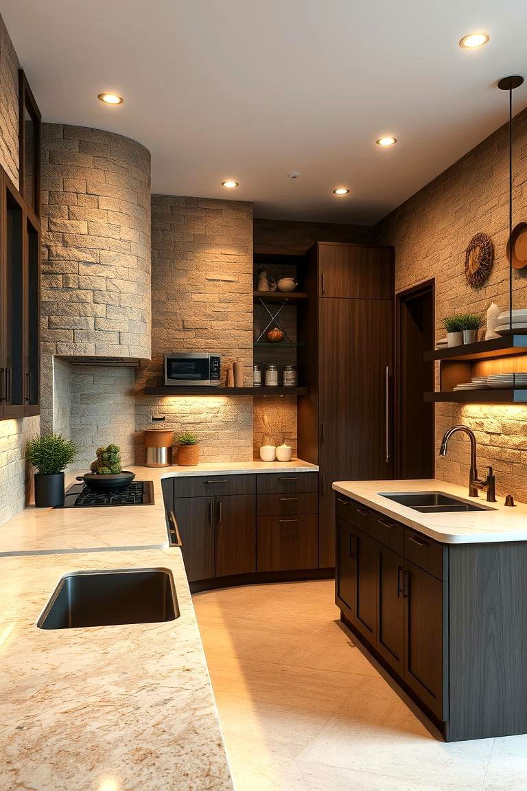 Earthy Stone Accents - 24 Southwestern Kitchen Ideas