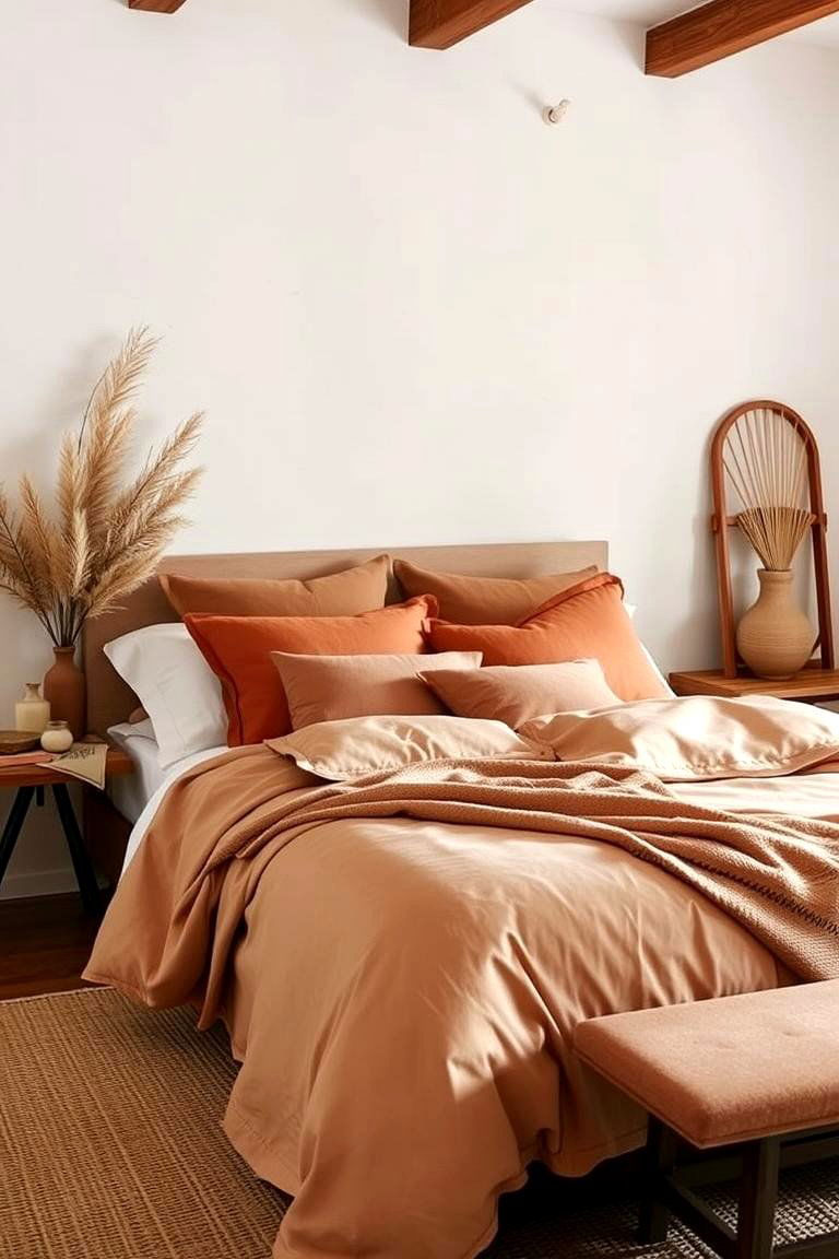 Earthy Terracotta Bedding - 24 Terracotta Bedroom Ideas