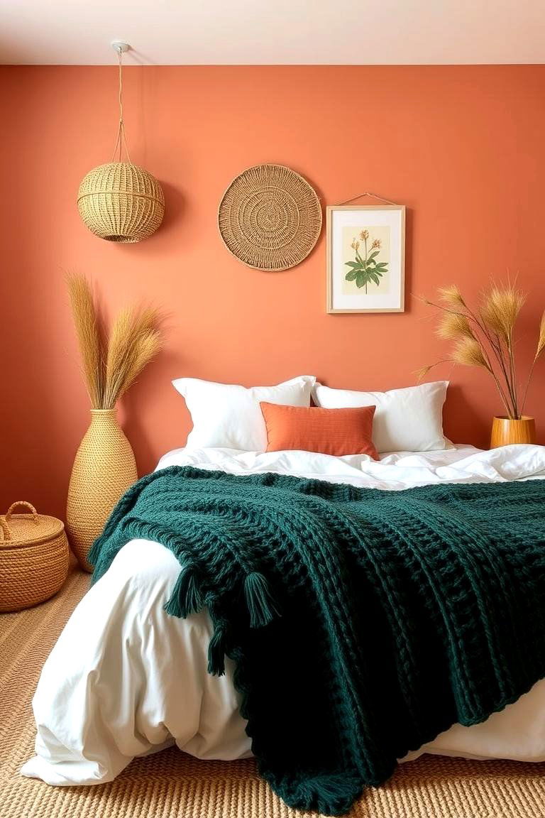 Earthy Terracotta Harmony - 24 Pink and Green Bedroom Ideas