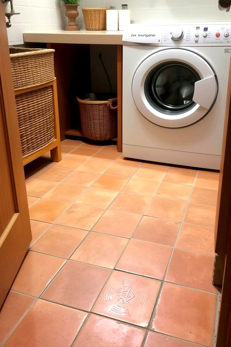 Earthy Terracotta Tiles - 24 Laundry Room Tile Ideas