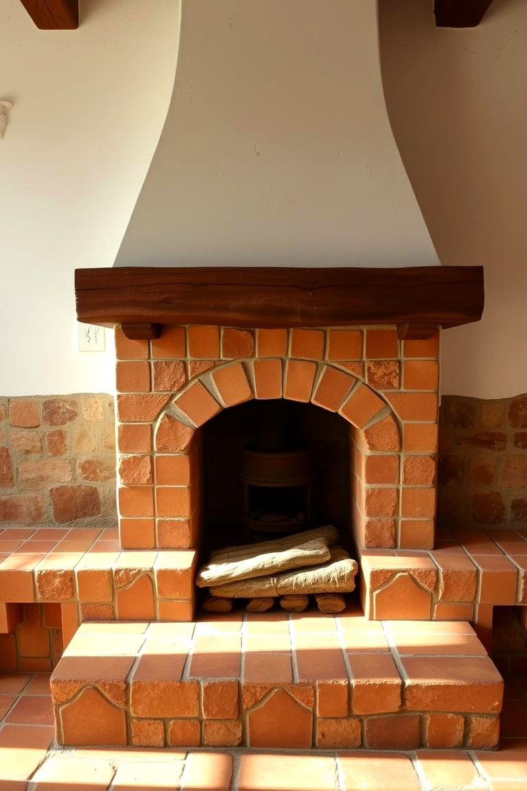 Earthy Textured Clay Tiles - 24 Farmhouse Fireplace Tile Ideas