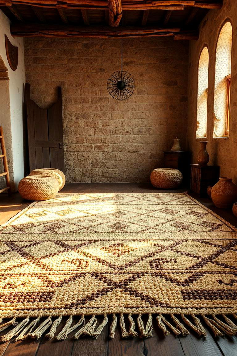 Earthy Textured Layers - 24 Boho Rug Ideas