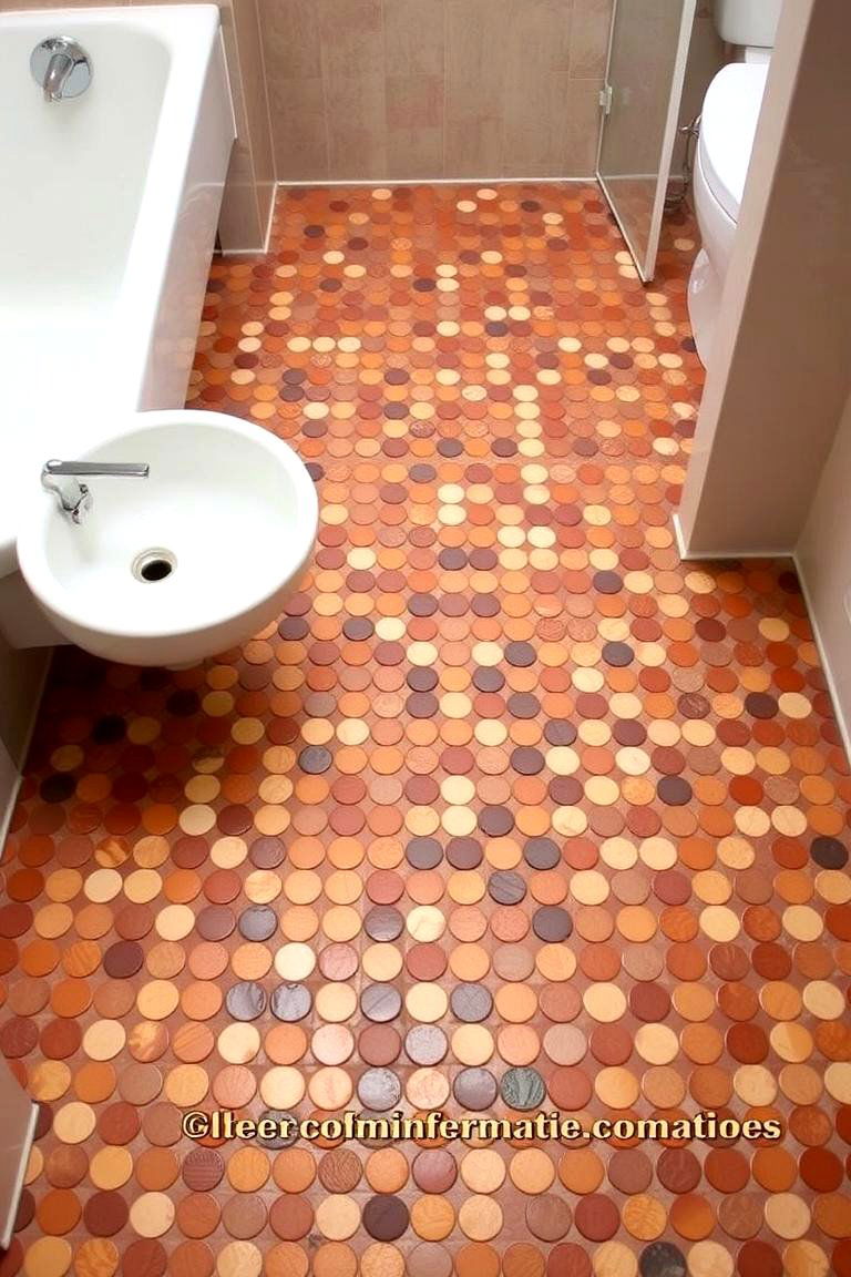 Earthy Tone Penny Tiles - 24 Penny Tile Bathroom Floor Ideas