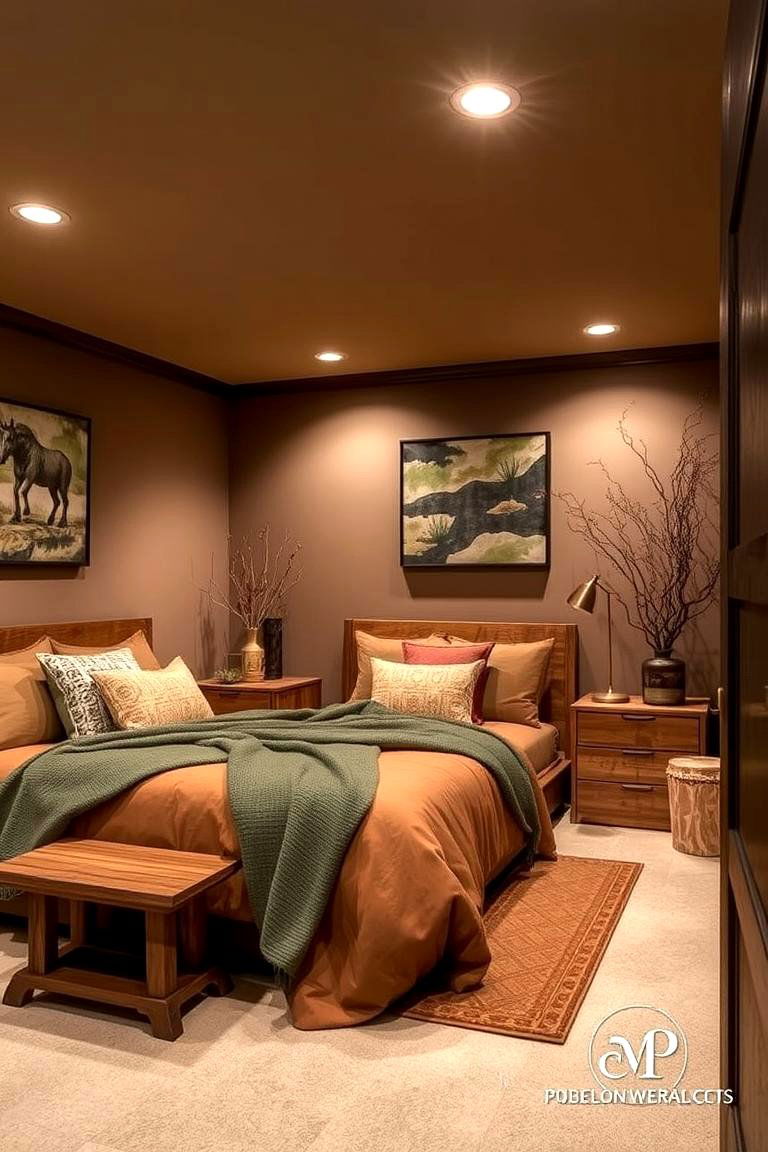 Earthy Tones Basement Bedroom - 24 Basement Bedroom Ideas