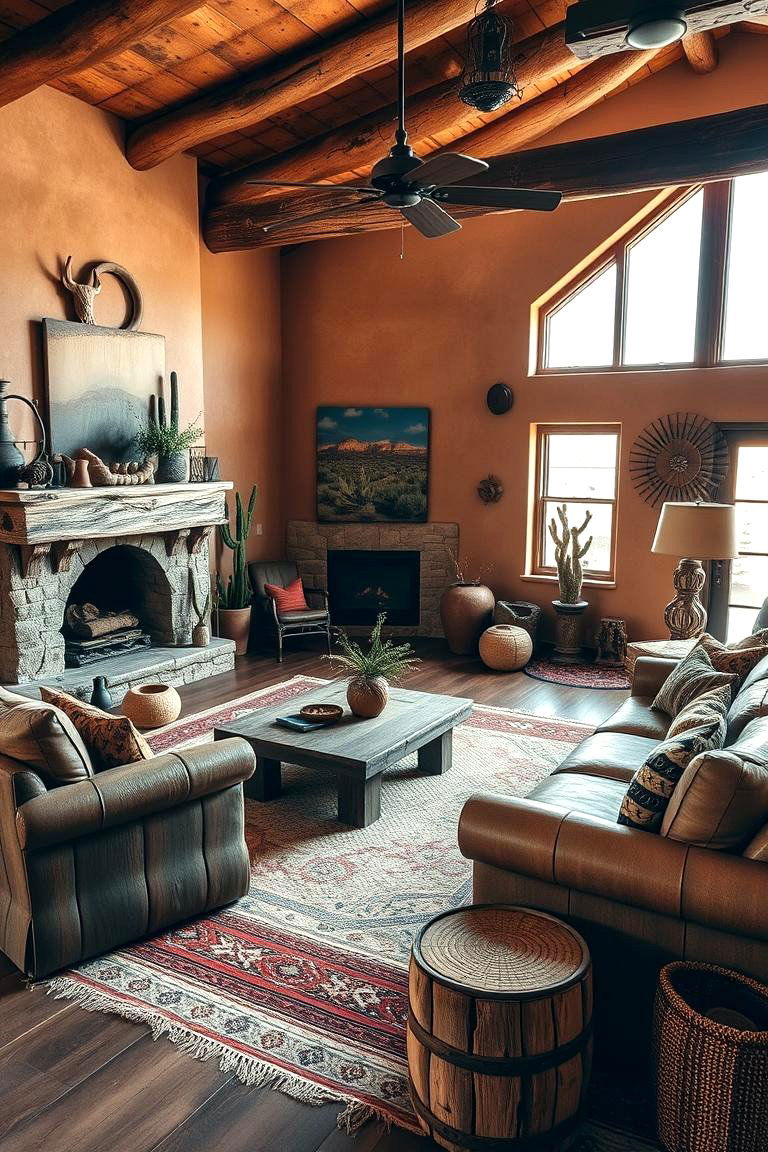 Earthy Tones and Rustic Furniture - 24 Southwest Living Room Ideas