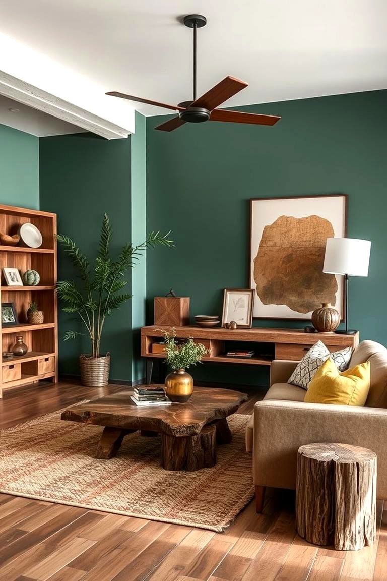 Earthy Wood and Jade Fusion - 24 Jade Green Bedroom Ideas