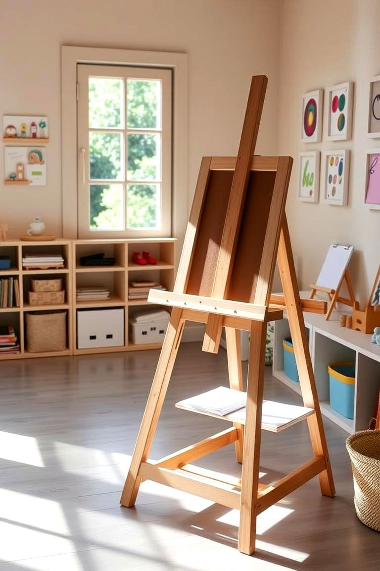 Easel with Built In Storage for Art Supplies - 24 Playroom Storage Ideas