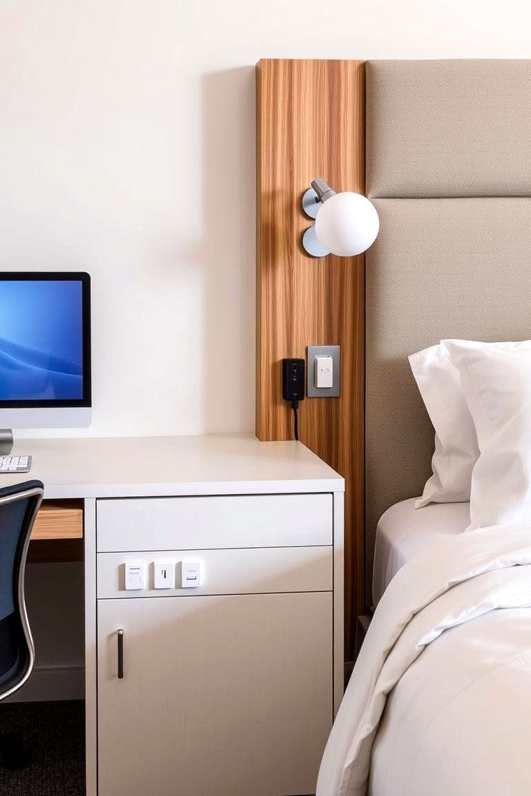 Easily Accessible Power Outlets and USB Ports - 24 Office Guest Room Ideas