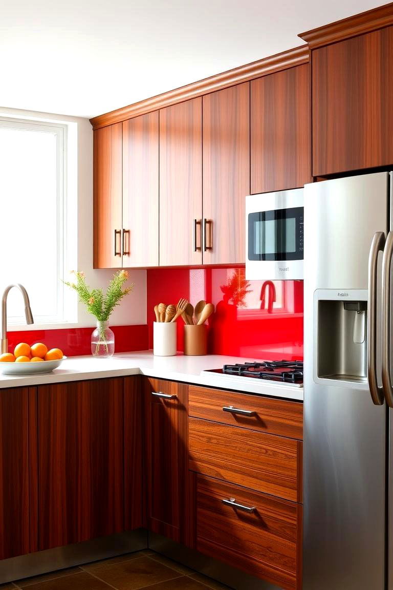 Easily Paired with Bold Accents - 24 Natural Cherry Kitchen Cabinets
