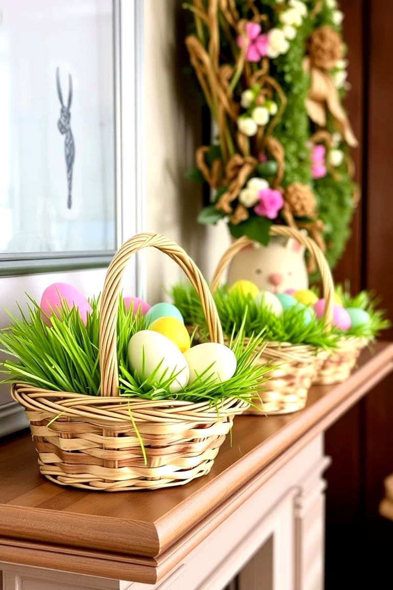Easter Basket Display - 24 Spring Mantel Decor Ideas