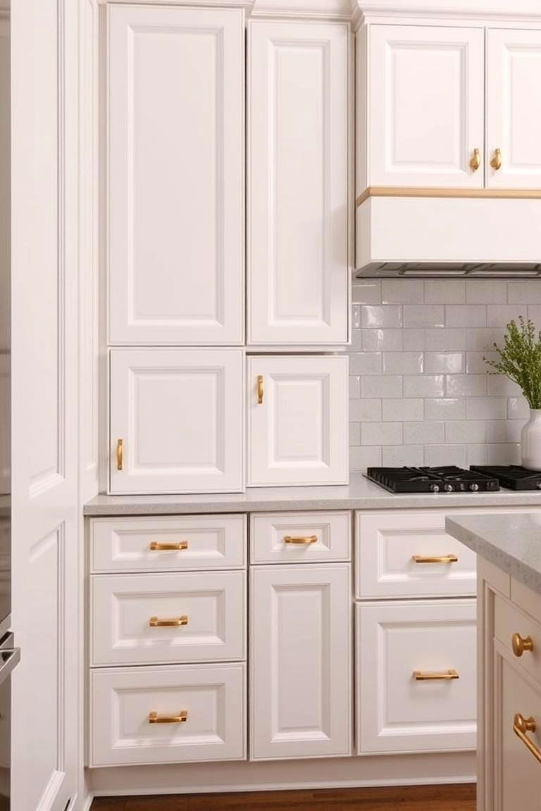 Easy to Clean and Maintain - 24 White Kitchen Cabinets With Gold Hardwar