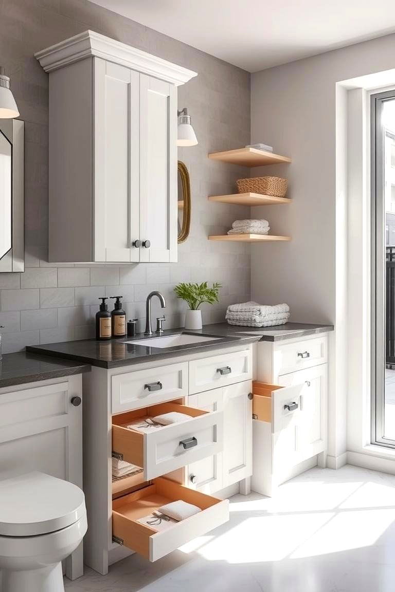 Easy to Reach Storage Solutions - 24 Handicap Bathroom Ideas