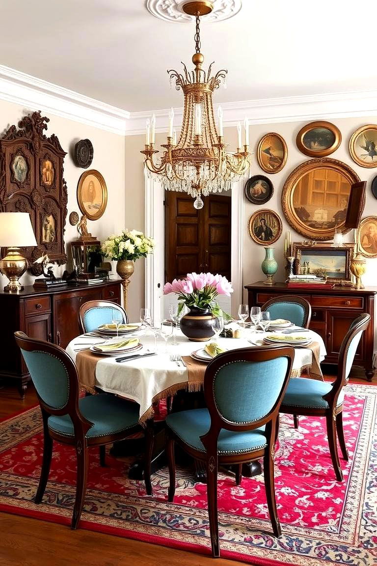 Eclectic Antique Glam Finds - 24 Glam Dining Room Ideas