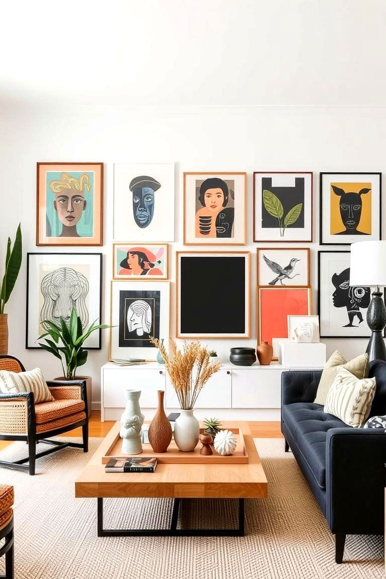Eclectic Art Displays - 24 Minimalist Modern Boho Living Room Ideas