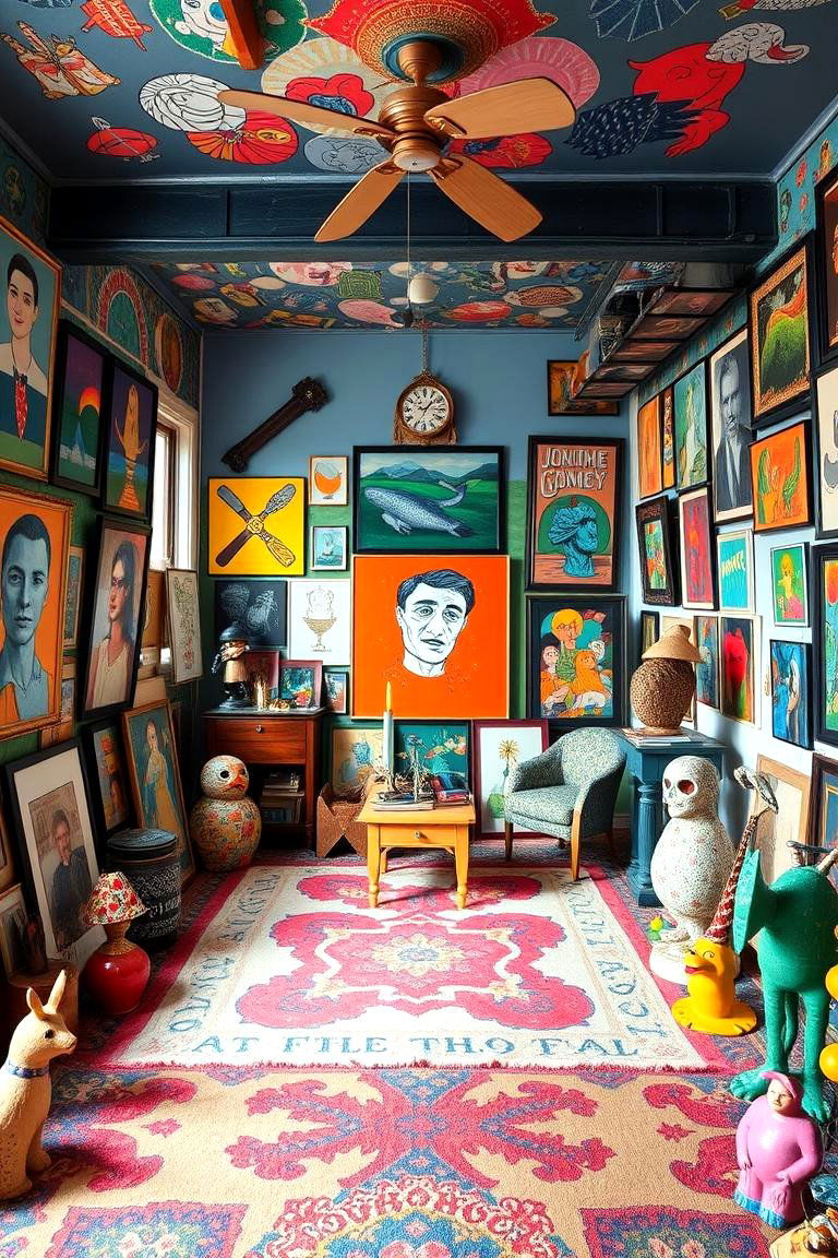 Eclectic Art Filled Space - 24 Man Cave Living Room Ideas
