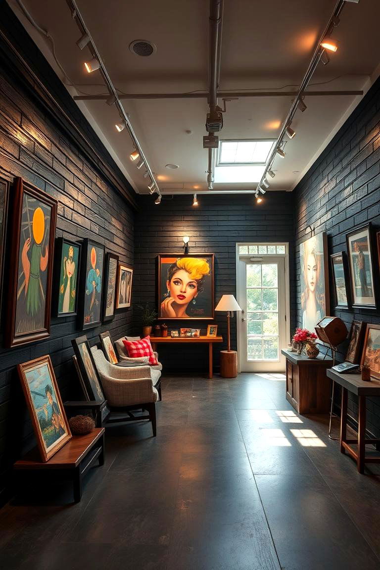Eclectic Art Gallery Shiplap - 24 Black Shiplap Wall Ideas