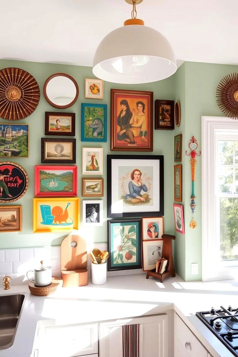 Eclectic Art and Mirrors - 24 Shabby Chic Kitchen Ideas