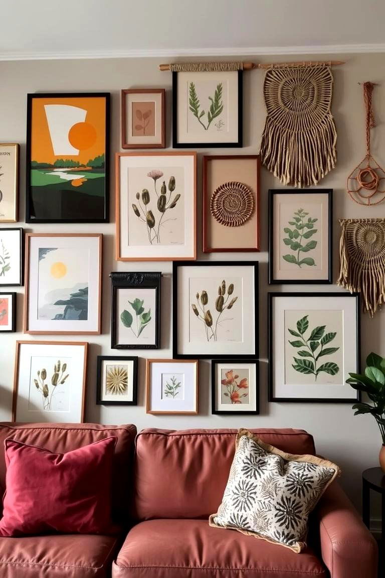 Eclectic Artwork Display - 24 Moody Boho Living Room Ideas