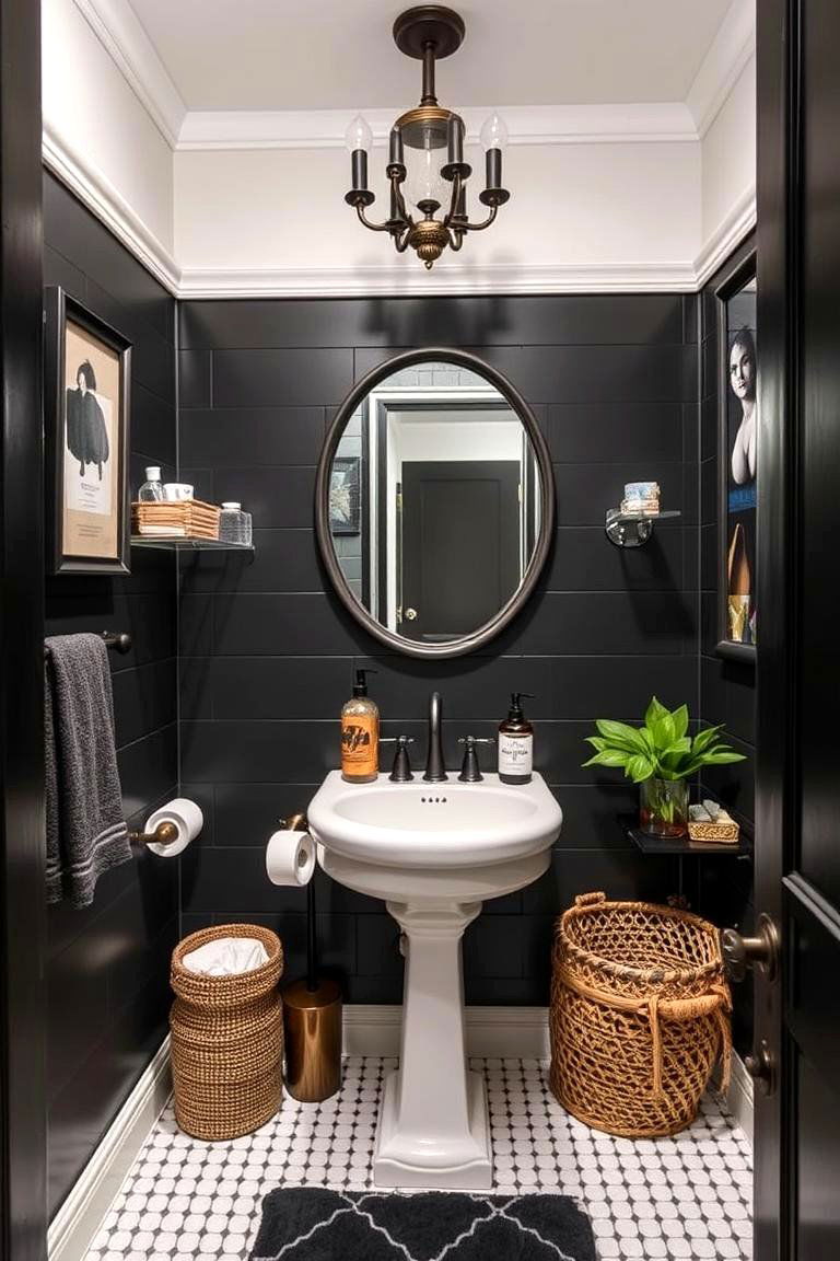 Eclectic Black Decor Powder Room - 24 black powder room ideas