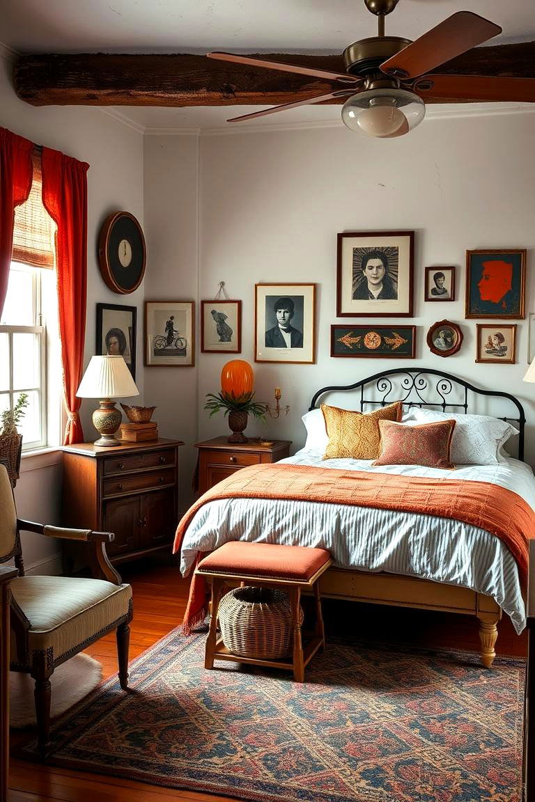 Eclectic Bohemian Furniture with Burnt Orange Touches - 24 Boho Burnt Orange Bedroom Ideas
