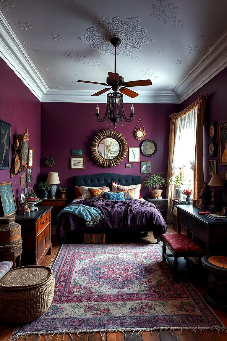 Eclectic Boho Charm - 24 Dark Purple Bedroom Ideas