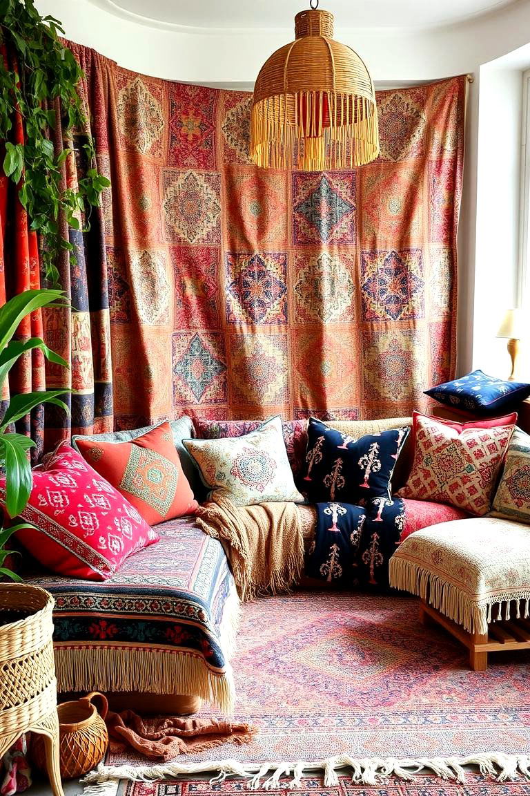 Eclectic Boho Textiles - 24 Dark Boho Bedroom Ideas