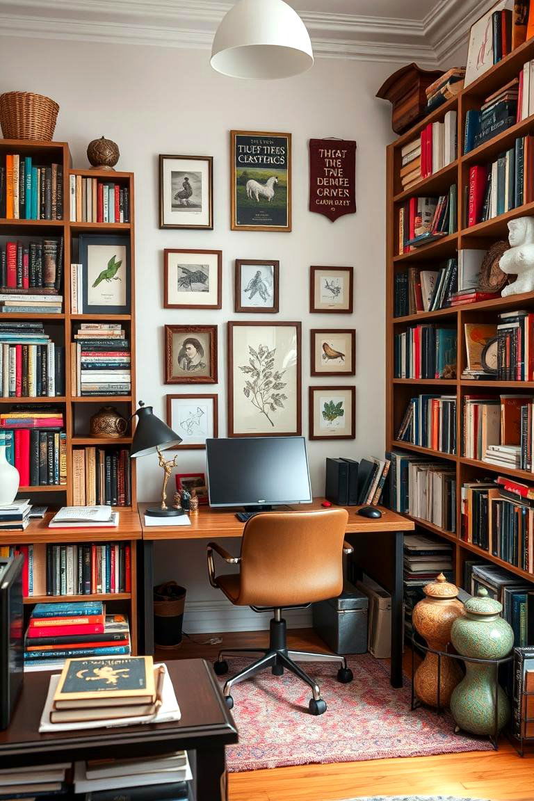 Eclectic Bookshelves - 24 Bohemian Home Office Ideas