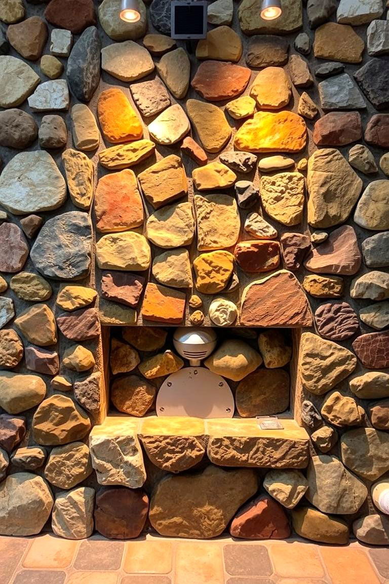 Eclectic Color Infused Stone Design - 24 Stacked Stone Fireplace Ideas