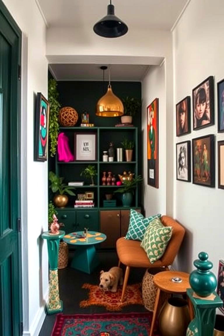 Eclectic Dark Green Accessories - 24 Dark Green Living Room Ideas