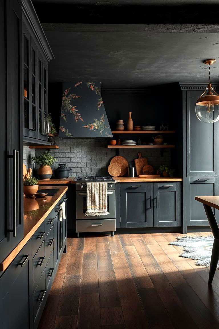 Eclectic Dark Kitchen with Mixed Textures - 24 Dark Kitchen Ideas