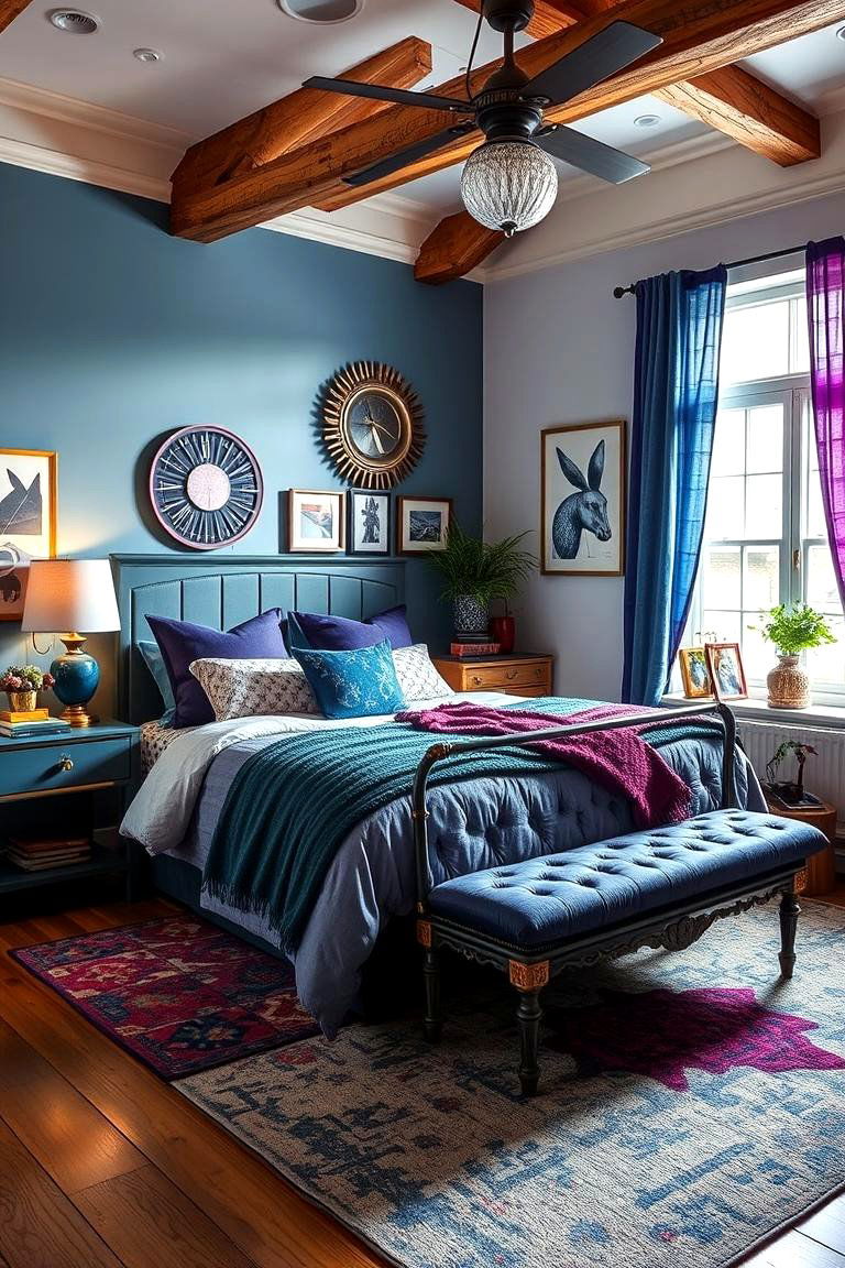 Eclectic Fusion - 24 Blue and Purple Bedroom Ideas